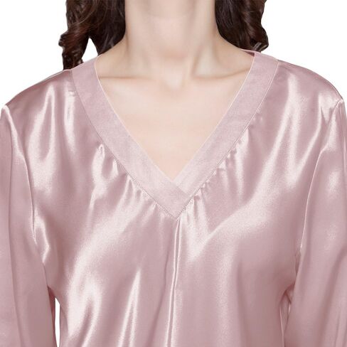 LilySilk Women's 100% Real Silk Pajamas Set V Neck 3/4 Long Sleeve 22 Momme Mulberry Silk Sleepwear in Kuwait