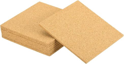 uxcell 8 Pcs Cork Coaster for Drink, 90mm/3.54inch Square Absorbent Reusable Cork Mats Blank Coasters for Wine Glass Cup Mug DIY Crafts (3mm Thick) in Saudi Arabia