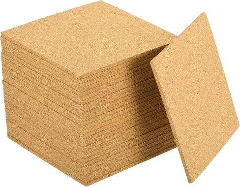 uxcell 8 Pcs Cork Coaster for Drink, 90mm/3.54inch Square Absorbent Reusable Cork Mats Blank Coasters for Wine Glass Cup Mug DIY Crafts (3mm Thick) in Saudi Arabia
