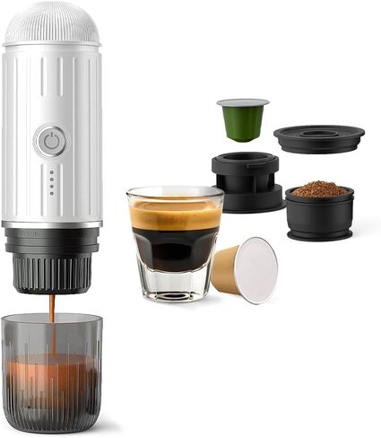 BENFUCHEN Portable Espresso Machine For Travel, USB-C Charging, Self-Heating Electric Espresso Maker, 19 Bar Mini Coffee Maker On the Go For Camping & Hiking For Ground Coffee & NESPRESSOpods, White in Saudi Arabia