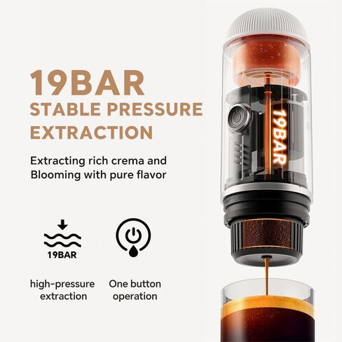 BENFUCHEN Portable Espresso Machine For Travel, USB-C Charging, Self-Heating Electric Espresso Maker, 19 Bar Mini Coffee Maker On the Go For Camping & Hiking For Ground Coffee & NESPRESSOpods, White in Saudi Arabia