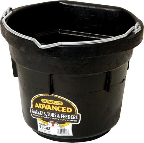 Little Giant® Flat Rubber Bucket | Rubber Water Pail for Horses | Flat Back Bucket | 8 Quarts in Kuwait