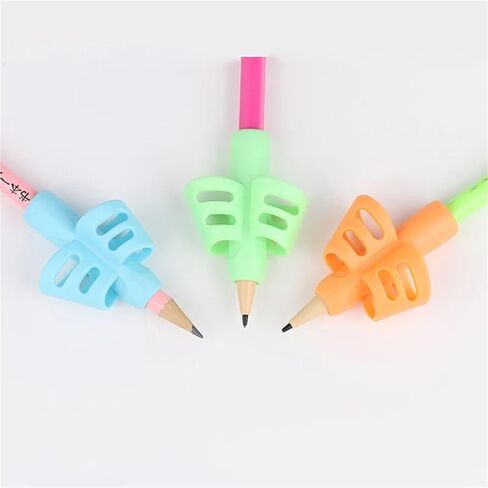 3Pcs/Set Soft Silica Pencil Grasp Two-Finger Gel Pen Grips Writing Training Correction Tool Pens Holding(3 PCS in Bulk-Green) in Saudi Arabia