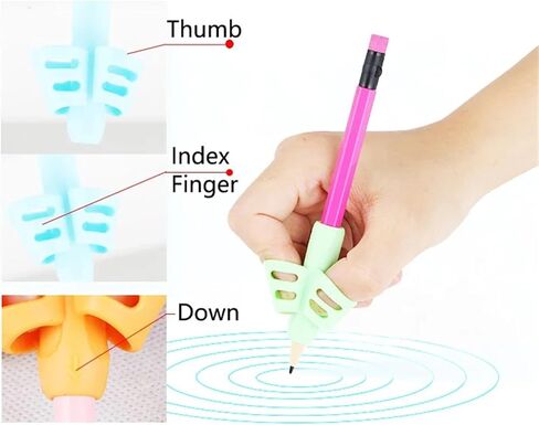 3Pcs/Set Soft Silica Pencil Grasp Two-Finger Gel Pen Grips Writing Training Correction Tool Pens Holding(3 PCS in Bulk-Green) in Saudi Arabia