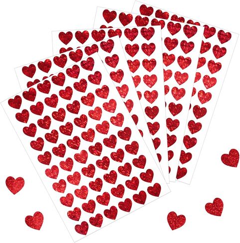 1800pcs 0.5inch Holographic Heart Stickers,Glitter Tiny Hearts Sticker for Kids,Use for Valentines Day Love Decorations, Award Charts, Scrapbooking Crafts,Student Planner (Rainbow) in Kuwait