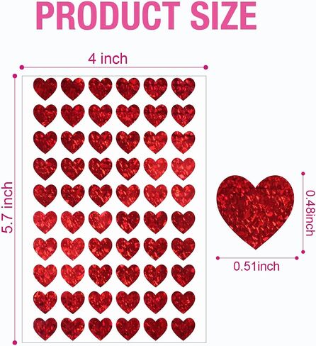 1800pcs 0.5inch Holographic Heart Stickers,Glitter Tiny Hearts Sticker for Kids,Use for Valentines Day Love Decorations, Award Charts, Scrapbooking Crafts,Student Planner (Rainbow) in Kuwait