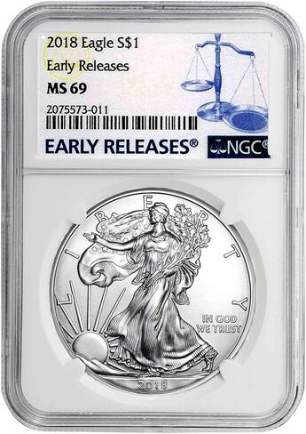 الولايات المتحدة الأمريكية 2018 $ 1 American Silver Eagle Coin MS69 NGC - حالة الإصدارات المبكرة in Saudi Arabia