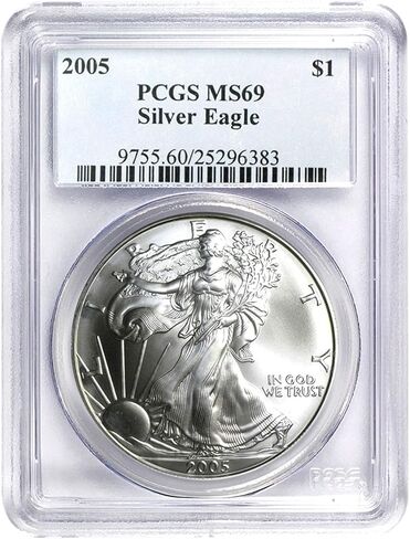 الولايات المتحدة الأمريكية 2005 $ 1 American Silver Eagle Coin - MS69 PCGS Traded - First Strike in Saudi Arabia