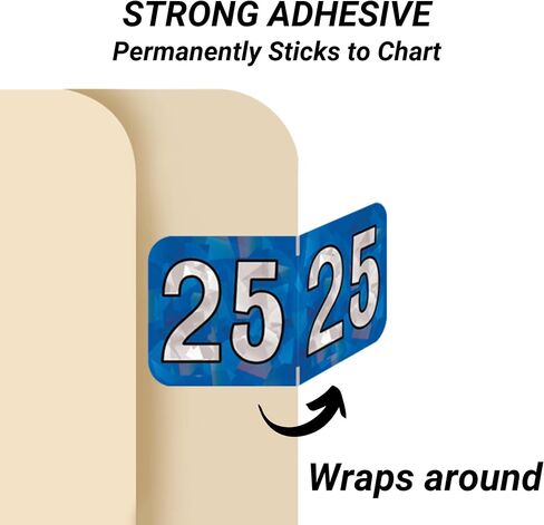 2025 Year Stickers, Doctor Stuff 2025 Chart Stickers, Holographic Blue Colored, USA Made Year Labels for End Tab File Folders, 500 Labels per Roll, 1 Roll, 3/4" x 1-1/2" in Kuwait