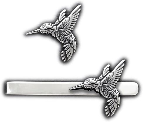 Tackbird Tie Tack أو Hummingbird Tie Bar في الفضة الفضية الصلبة المنحوتة والممثلين بواسطة Paxton in Saudi Arabia