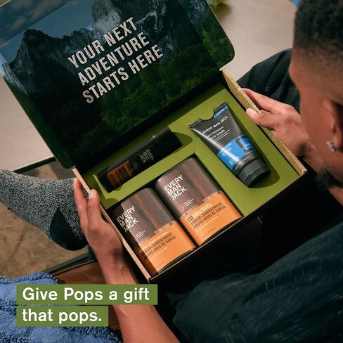 Every Man Jack Men’s Amber + Sandalwood Bath and Body Gift Set - Clean Ingredients & Sandalwood, Amber, and Vetiver scent - Round Out His Routine with Body Wash, 2-in-1 Shampoo, Deodorant & Face Wash in Kuwait