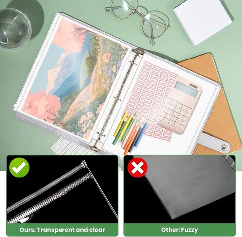 12 Pack Clear Letter Size Binder Pockets 3 Holes, Thickened Zipper Binder Pouch 3-Hole Punched Document Folders Loose Leaf Filling Bags Sheet Protectors,8.5" x 11" in Saudi Arabia
