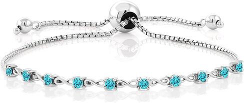 سوار تنس من الفضة الإسترلينية عيار 925 من Gem Stone King للنساء (0.60 قيراط، حجر ميلاد من الأحجار الكريمة، مستدير 2.5 مم، قابل للتعديل بالكامل حتى 9 بوصة) in Kuwait