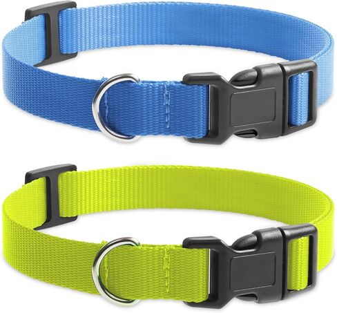 Dog Collar Reflective,2-Pack 3/4 Inch Stylish Dog Collar with Quick Release Buckle, Adjustable Replacement Collar for Shock Collar Dog Collars for Small Medium Large Dogs(Black & Green) in Saudi Arabia