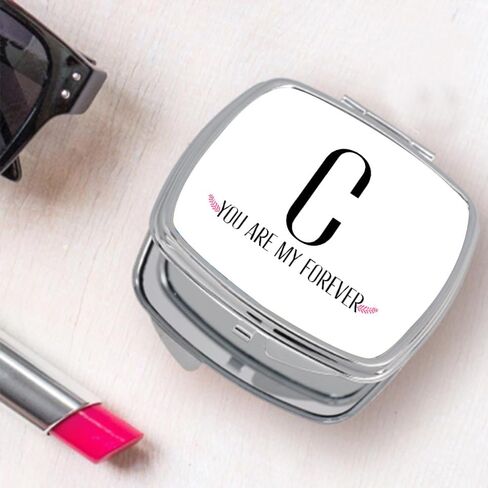 Personalized Handheld Mirror Compact Custom Travel Makeup Mirror for Women Portable Beauty Accessory Gift (YOU ARE MY FOREVER DESIGN) in Saudi Arabia