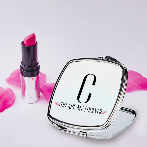 Personalized Handheld Mirror Compact Custom Travel Makeup Mirror for Women Portable Beauty Accessory Gift (YOU ARE MY FOREVER DESIGN) in Saudi Arabia