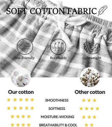 Prosoft&Hawiton Womens Cotton Pajama Shorts Comfy Sleeping Shorts Sleepwear Lounge Pj Bottoms with Drawstring & Pockets in Kuwait