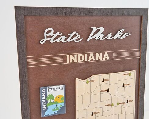 US Wooden Indiana State Parks Map With Trees To Record Park Visits (Coffee) in Saudi Arabia