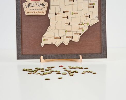 US Wooden Indiana State Parks Map With Trees To Record Park Visits (Coffee) in Saudi Arabia