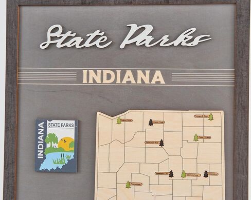 US Wooden Indiana State Parks Map With Trees To Record Park Visits (Coffee) in Saudi Arabia