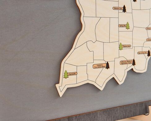 US Wooden Indiana State Parks Map With Trees To Record Park Visits (Coffee) in Saudi Arabia