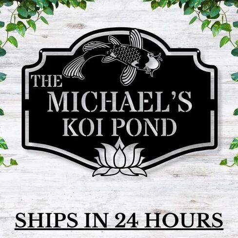 Personalized Koi Pond Sign – Custom Name Outdoor Metal Plaque – Tranquil Zen Garden & Water Feature Décor – Sign For Koi Pond in Saudi Arabia