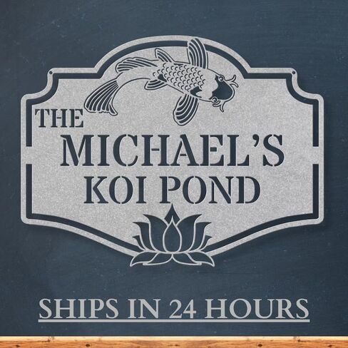 Personalized Koi Pond Sign – Custom Name Outdoor Metal Plaque – Tranquil Zen Garden & Water Feature Décor – Sign For Koi Pond in Saudi Arabia