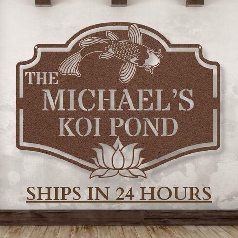 Personalized Koi Pond Sign – Custom Name Outdoor Metal Plaque – Tranquil Zen Garden & Water Feature Décor – Sign For Koi Pond in Saudi Arabia