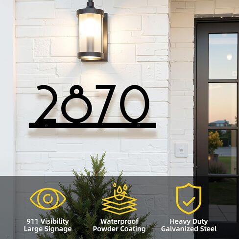 Personalized Modern House Numbers for Exterior | Custom Metal Address Plaques for Houses | Large 911 Visible Floating Number Signs with Installation Kit H4 in Saudi Arabia