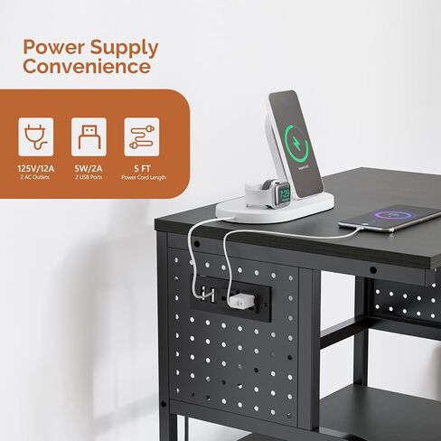 VINGLI 4 Tier Printer Stand with Adjustable Storage Shelf, Printer Cart with Drawer & Power Strip, Large Tall Printer Table with Wheels for Home Office Small Spaces Organization, Rustic Brown in Saudi Arabia