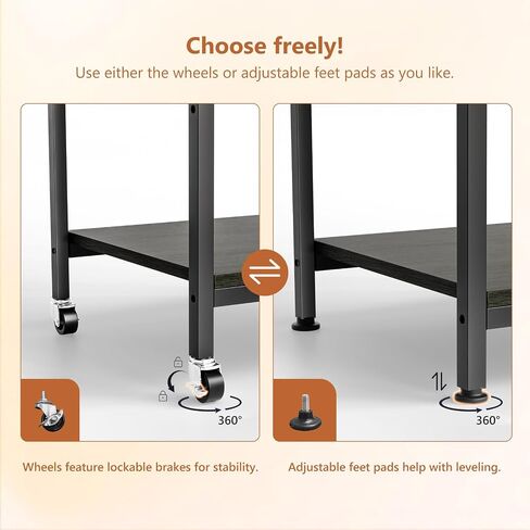 VINGLI 4 Tier Printer Stand with Adjustable Storage Shelf, Printer Cart with Drawer & Power Strip, Large Tall Printer Table with Wheels for Home Office Small Spaces Organization, Rustic Brown in Saudi Arabia
