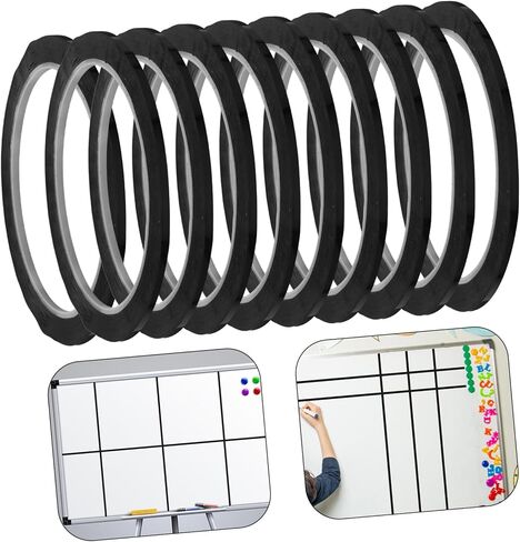 10Pcs Black Washi Tape for Whiteboard Easy Application Adhesive Chart Tape for Precision Marking for Crafting Gridding and Automotive in Saudi Arabia