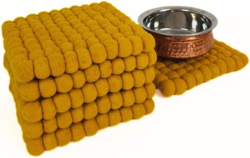 Round and Sqaure Mustard Color Trivet Kitchen and Dinning Appliance (Sqaure) in Saudi Arabia