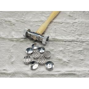 Jewelry Making Texture Hammer with 9 Interchangeable Faces - Wooden Handle, Professional Texturing Tool for Metalworking and Crafting (9 Replaceable Heads)