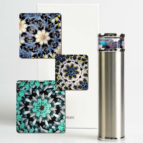 Classic Stainless Steel Handmade Kaleidoscope,Natural Agates Crystals and Healing Stones Core Box, 5.3" Gentleman Tunnel Effect Kaleidoscope for Adults,Anniversary Birthday Gift for Man Boyfriend