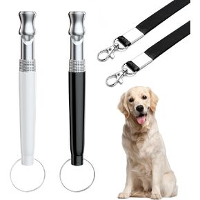 Dog Whistle Adjustable Ultrasonic Silent Dog Whistle Professional Recall Training Device to Stop Barking & Control Neighbors Dogs 2-Pack with Lanyards