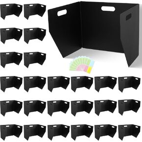24-Pack Plastic Desk Dividers for Students, Privacy Folders for Students - Durable & Easy-to-Clean Privacy Panels with 40 Labels & Light Holes, Testing Dividers for Classroom - Classroom Must-Haves