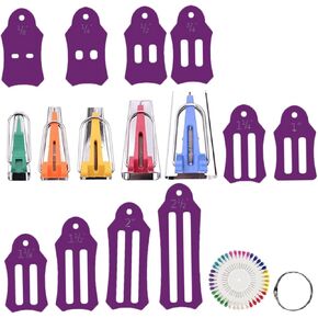 SEWACC 1Set Fabric Sewing Maker Kit Versatile Quilting Tool Set with Bias Tape Makers Needles Folding Tools for Dressmaking DIY Projects and Daily Sewing Tasks