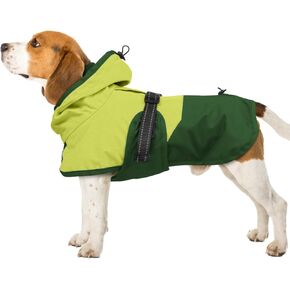 BRKURLEG Dog Raincoat for Small Medium and Large Dogs Waterproof Dog Rain Jacket Adjustable Hooded Dogs Raincoat Pet Rain Coat Poncho with Leash Hole, Reflective Strip, Green, L