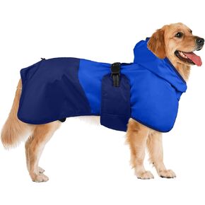 Dog Raincoat Waterproof Reflective Rain Coat with Adjustable Belly Strap & Leg Straps, Hooded Dog Rain Jacket with Leash Hole, Windproof Puppy Rain Gear for Small Medium Large Dogs