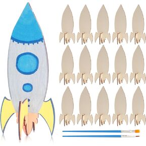 BAPHILE DIY Wood Rocket, Mini and Decorate Wooden Craft Kits with Tools for School Home Party Decor Projects (24)