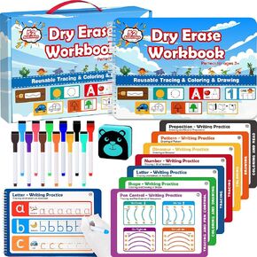 RichBoy Dry Erase Workbooks, Activity Books with Tracing, Coloring, Drawing and More, All-in-one Reusable Handwriting Practice, Preschool Learning Activities, Educational Toys for Kids Ages 3-5