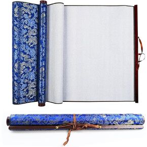 Flylin Calligraphy Cloth, Reusable Chinese Calligraphy Practicing Tool Magic Water Painting Paper Ten Thousand Times, Water Writing Cloth Scroll for Student Teaching Home School Stationery (Blue)