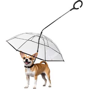 NAMSAN Dog Umbrella for Small Dogs, Self-Assembly Dog Umbrella Leash, Clear Doggie Rain Umbrella, Puppy Walking Umbrella with Adjustable Leash