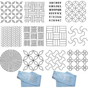 12 PCS خياطة اللحف الإستنسل Sashiko stencil 4.7 * 4.7 بوصة أنماط ساشيكو الطرز رسم النمط ساشيكو قالب لخياطة خياطة يدوية خياطة يدوية والتطريز (12)