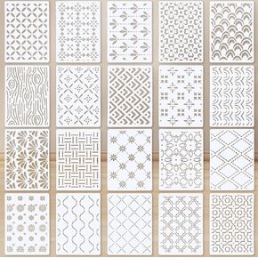 20pcs Plastic Sashiko Stencil, 8.3x5.9in Quilting Templates Drawing Line Stencil Geometric Embroidery Pattern Stabilizers for Sewing Hand Quilting and Embroidery