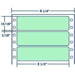 DT35151G, Green Address Labels 3 1/2'' X 15/16'' Pin Fed, 5000 Labels per Carton