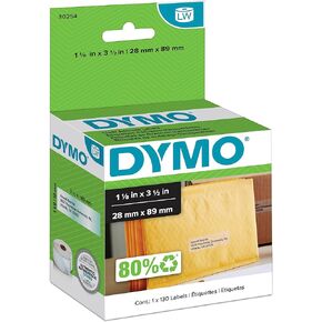 DYMO Authentic LW Clear Mailing Address Labels, DYMO Labels for LabelWriter Label Printers, 1-1/8" x 3-1/2", 1 Roll of 130