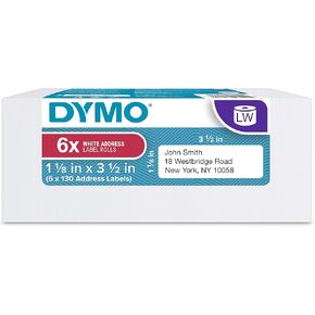 DYMO Authentic LW Mailing Address Labels | DYMO Labels for LabelWriter Label Printers (1-1/8" x 3-1/2"), 2 Rolls of 130 (260 Total)