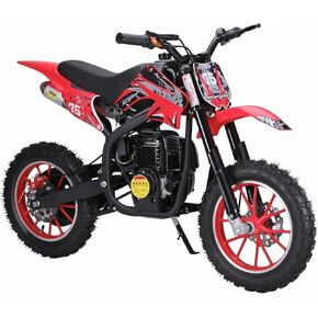 hatleues 49cc 4-Stroke Kids Dirt Bike | Gas Powered Off-Road Motorcycle for Ages 6-12 | Heavy-Duty Steel Frame, Dual Disc Brakes & Adjustable Speed | Supports 150lbs | 10" Knobby Tires
